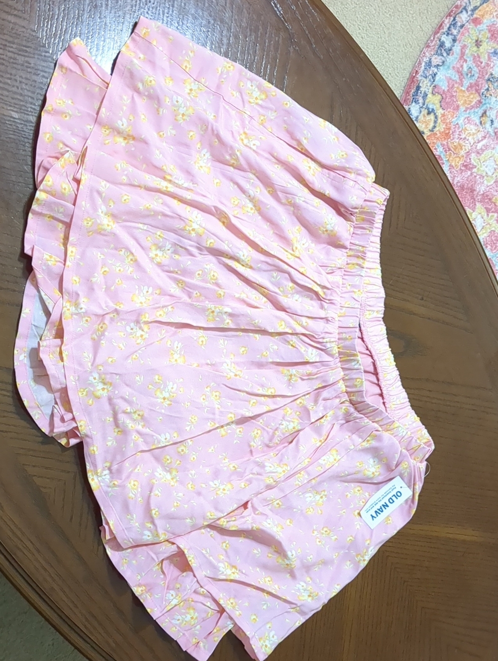 Old Navy Pink Yellow Floral Ruffle Skort